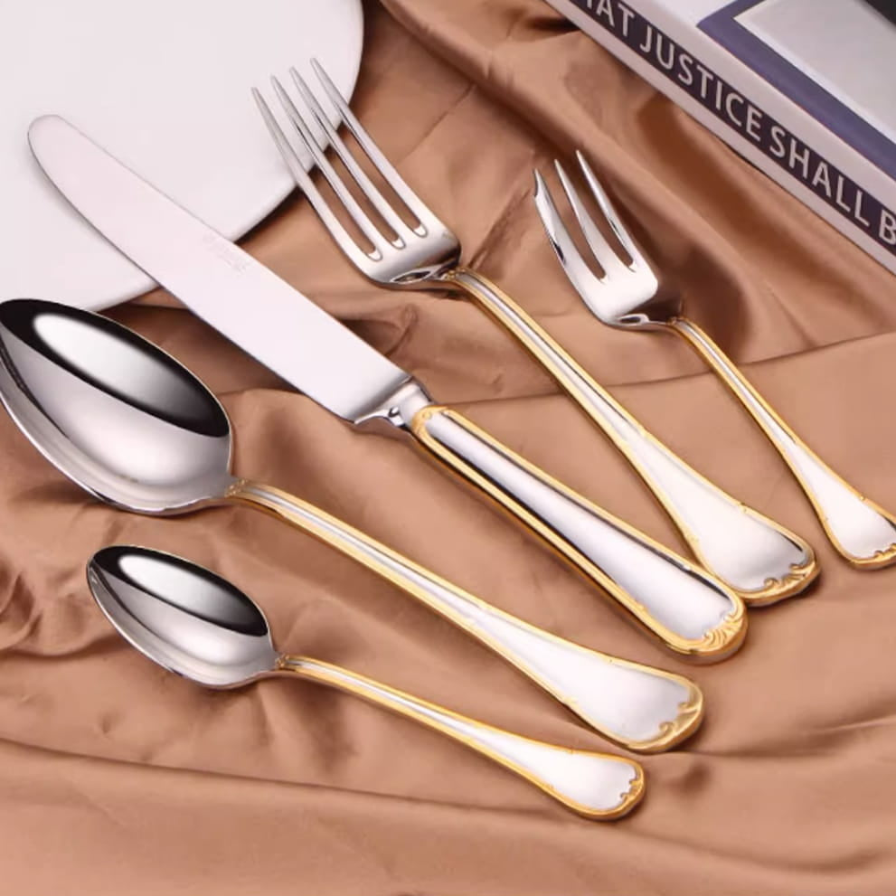 Selena Gold Edge Luxury Stainless Steel Cutlery Set