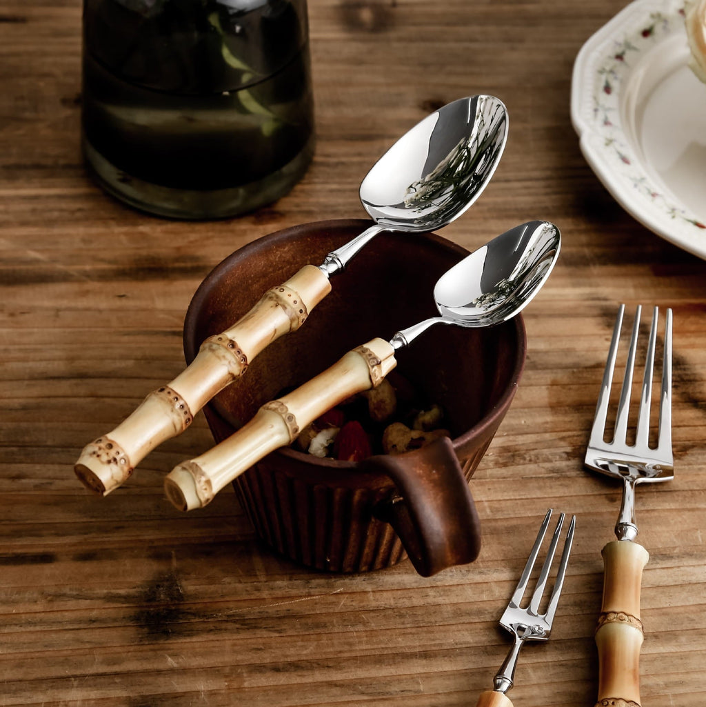 Sagano Natural Bamboo Handle Stainless Steel Cutlery Set
