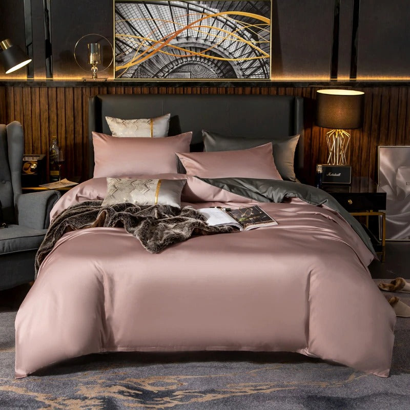 Shemir Rose Grey Reversible Egyptian Cotton Bedding Set