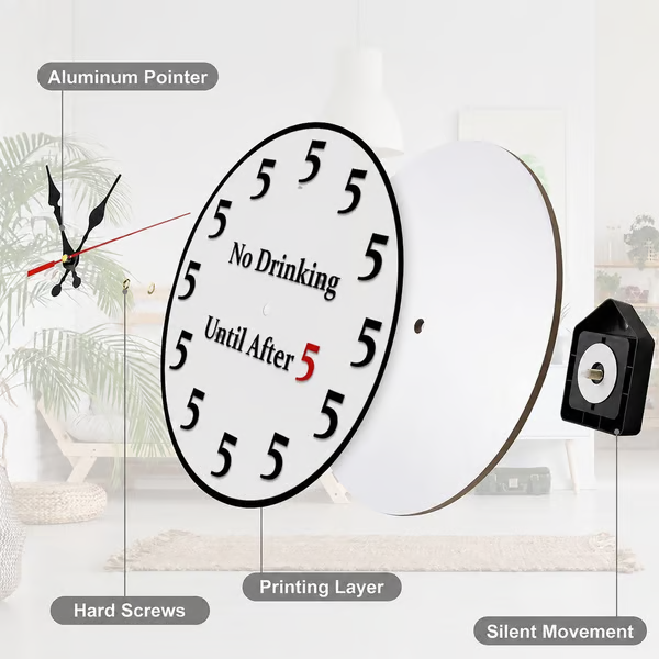 Funny "No Drinking Until After 5" Round Wall Clock
