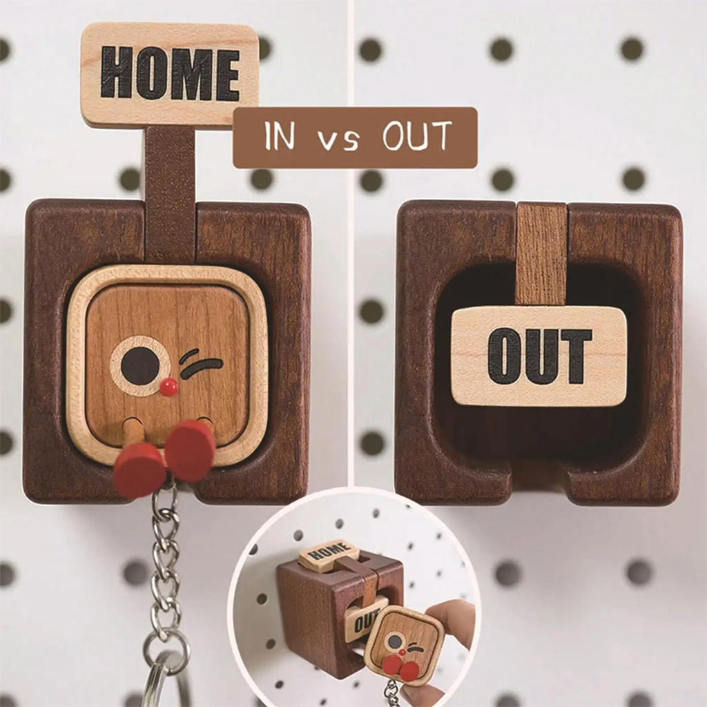 "HOME&OUT" Magnetic Solid Wood Keychain
