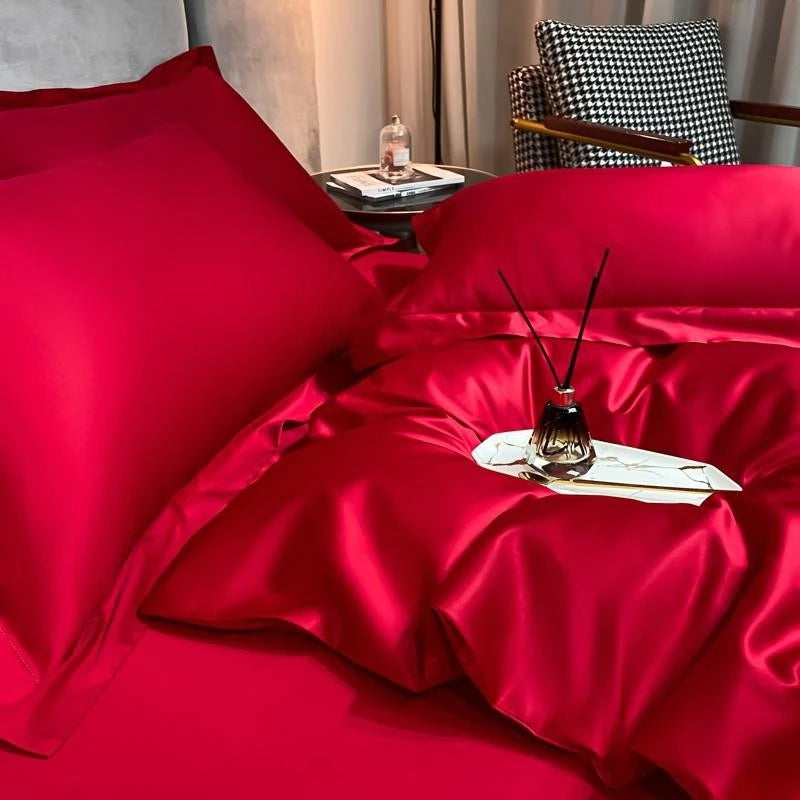 Neo Red Silky Egyptian Cotton Bedding Set