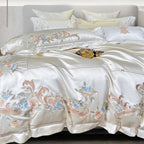 Esana White Embroidered Egyptian Cotton Satin Bedding Set