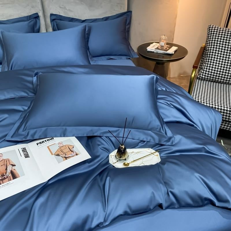 Neo Royal Blue Silky Egyptian Cotton Bedding Set