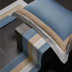 Luxor Blue Stripe Border Egyptian Cotton Bedding Set