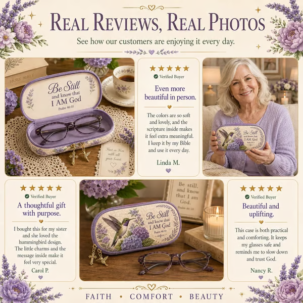 💜Be Still Hummingbird Quilted Glasses Case