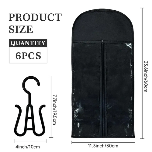 6PCS Wig Storage Bags with Hanger, 23.6" x 11.8"Wig Storage for Multiple Wigs