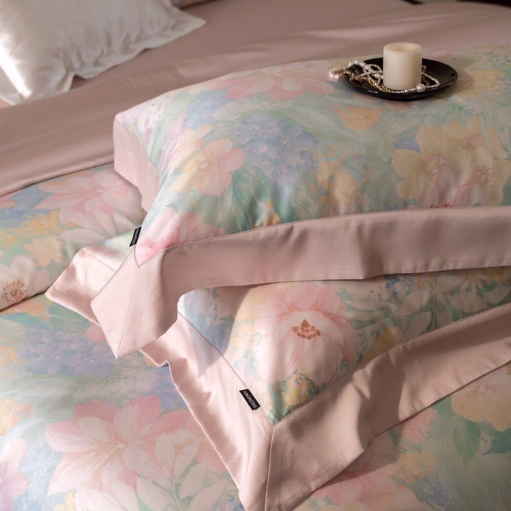 Aqua Blue and Pink Ombre Bedding Set