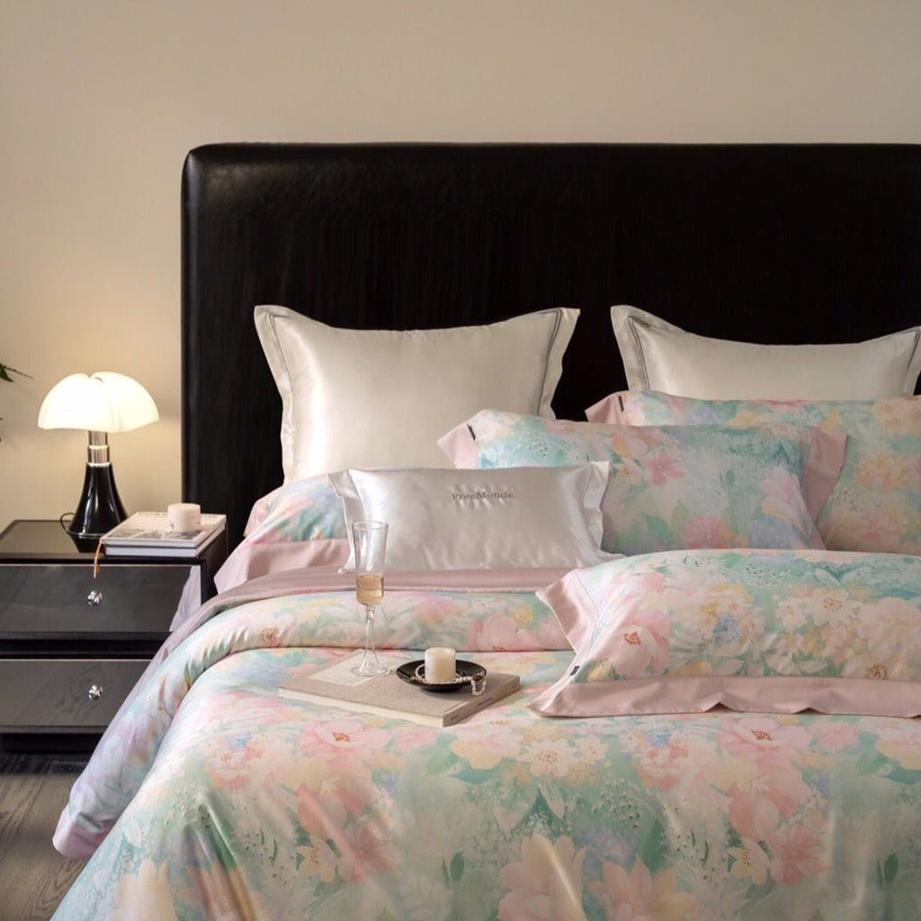 Aqua Blue and Pink Ombre Bedding Set