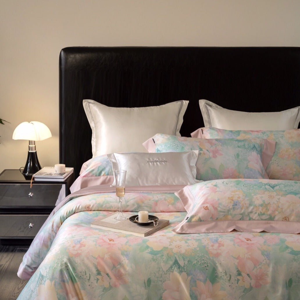 Aqua Blue and Pink Ombre Bedding Set