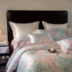 Aqua Blue and Pink Ombre Bedding Set