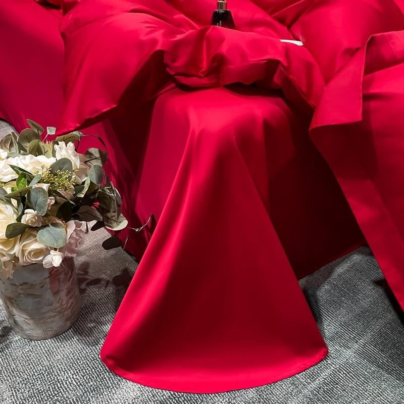 Neo Red Silky Egyptian Cotton Bedding Set
