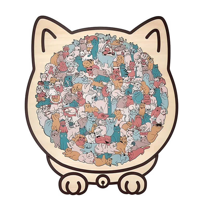 🐱Morandi-Colored Cat Shaped Wooden Jigsaw Puzzle