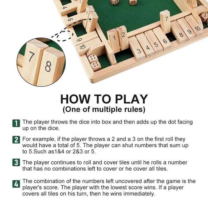 🎅2025 Christmas Hot Sale - SHUT THE BOX-WOODEN DICE BOARD GAME