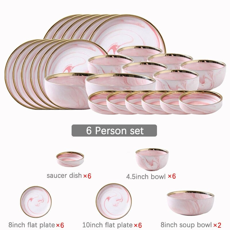 Catalina Pink Marble Luxury Dinnerware Set