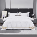 Lagertha Gold Hotel Embroidered Border Egyptian Cotton Bedding Set