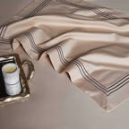 Leila Kilim Beige Embroidered Edge Egyptian Cotton Bedding Set