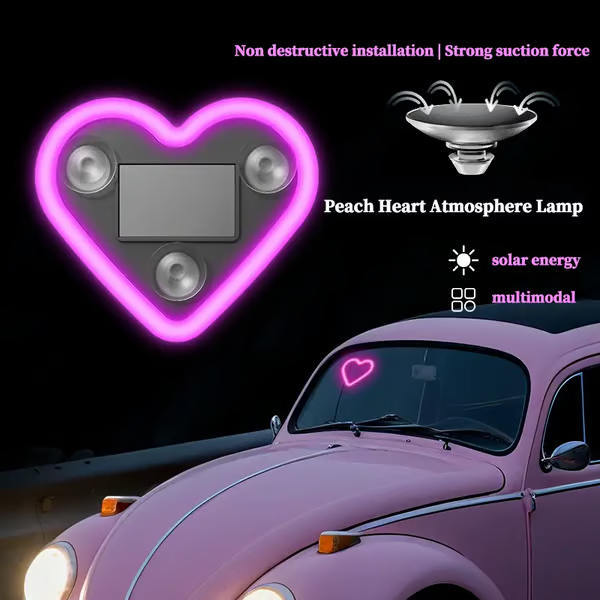 🔥🔥 Solar Powered Wireless LED Heart Shape C-Pillar Neon Light