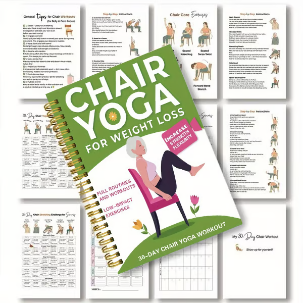 🔥30-Day Chair Yoga Weight Loss Spiral-Bound Notebook & Step-by-Step Exercise Guide - At-Home Fitness Journal