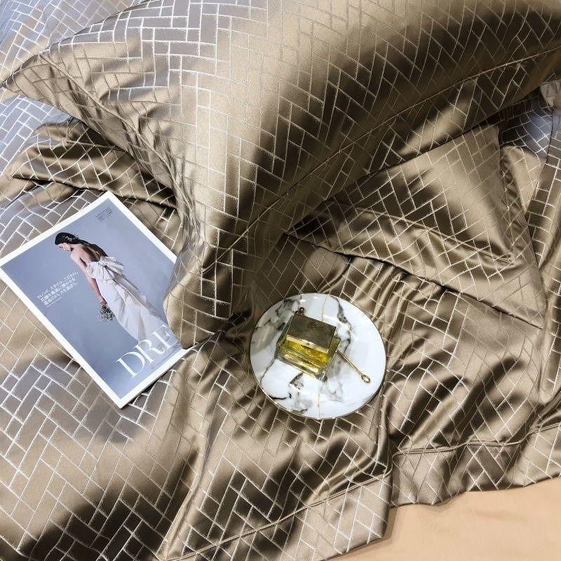 Talia Gold Egyptian Cotton Satin Bedding Set