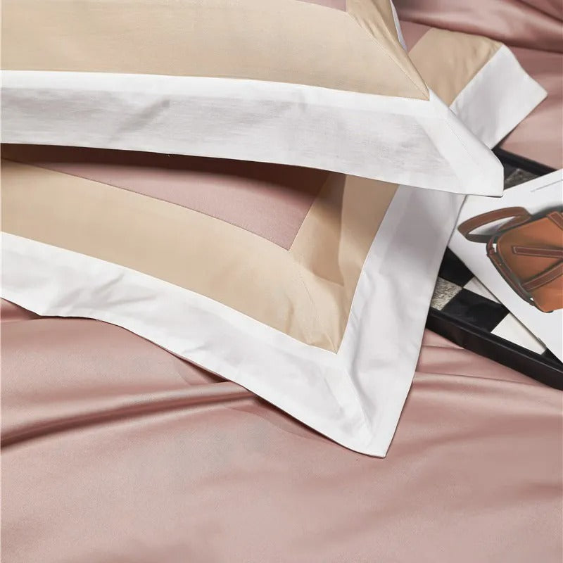 Luxor Pink Stripe Border Egyptian Cotton Bedding Set
