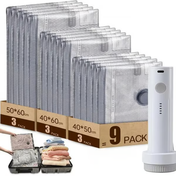 🎅2025 Christmas Hot Sale - Cordless Travel Vacuum Storage Compression Bag Set - 6 Pack & 9Pack