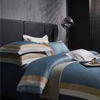 Luxor Blue Stripe Border Egyptian Cotton Bedding Set