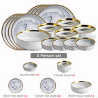 Catalina White Marble Luxury Dinnerware Set
