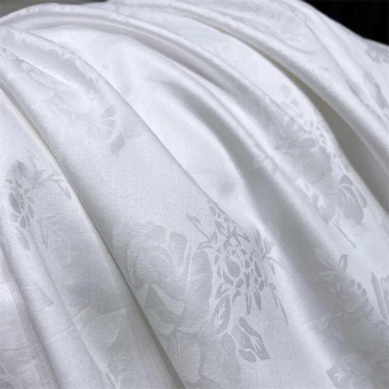 Ulla White Jacquard Egyptian Cotton Bedding Set