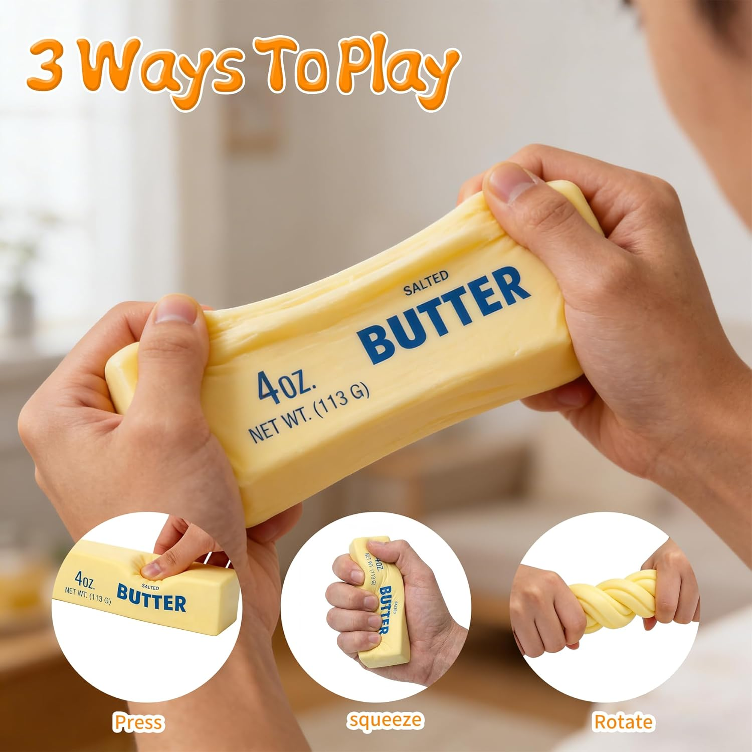 Butter Stick Slow Rising Squishy Toy, 2026 New Soft Realistic Butter Squeeze Ball