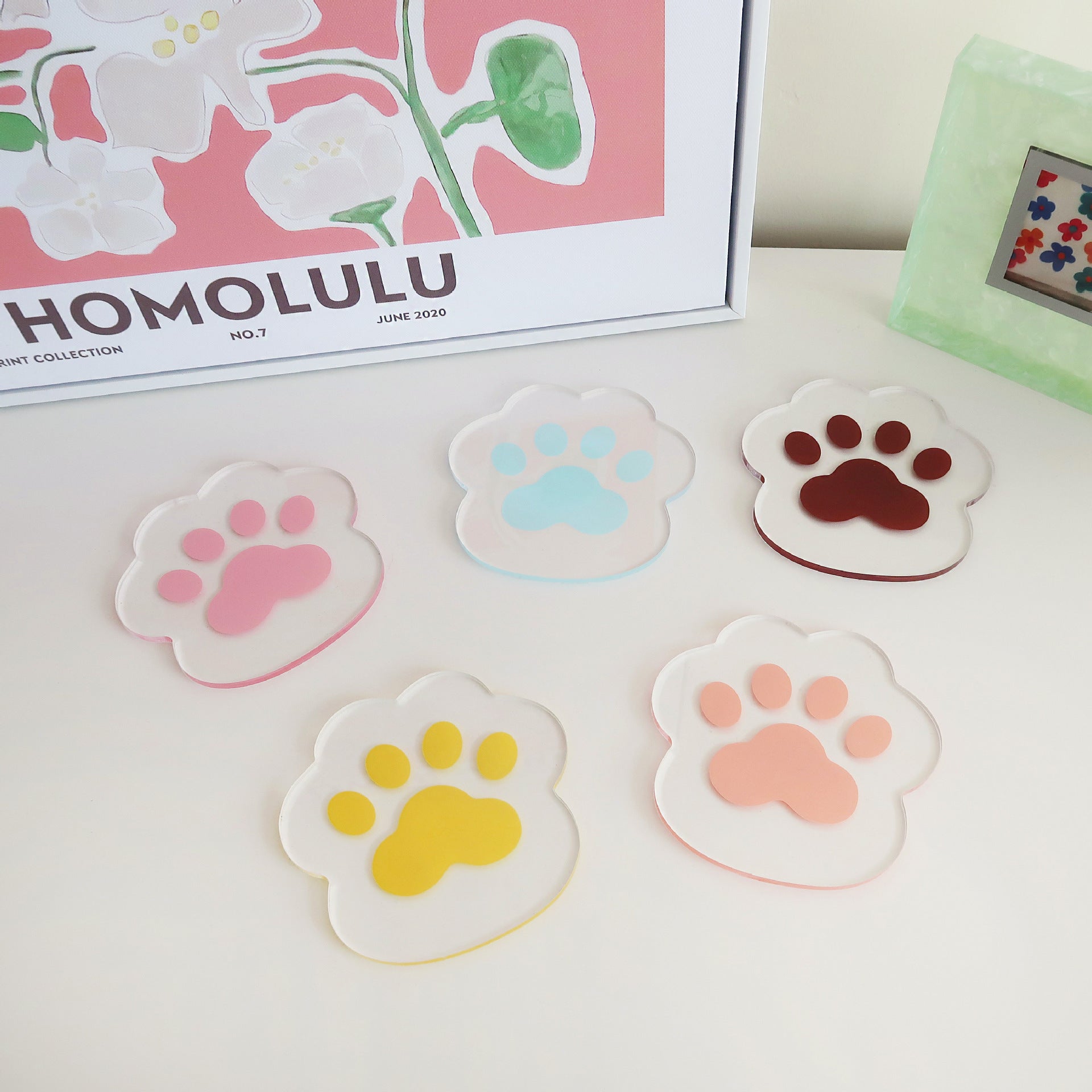 Bear Paw Prints Transparent Acrylic Coaster