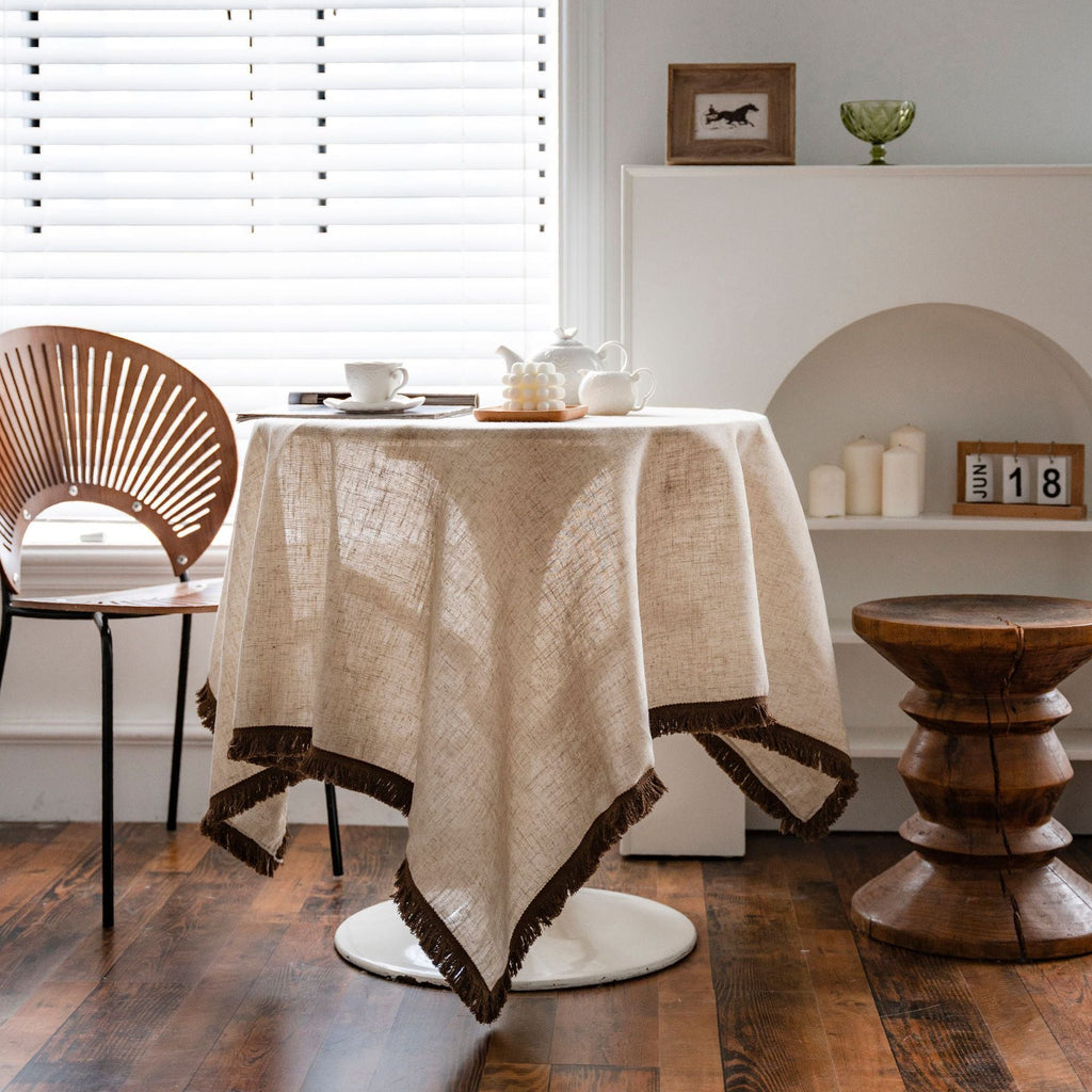 Beige Tassel Tablecloth