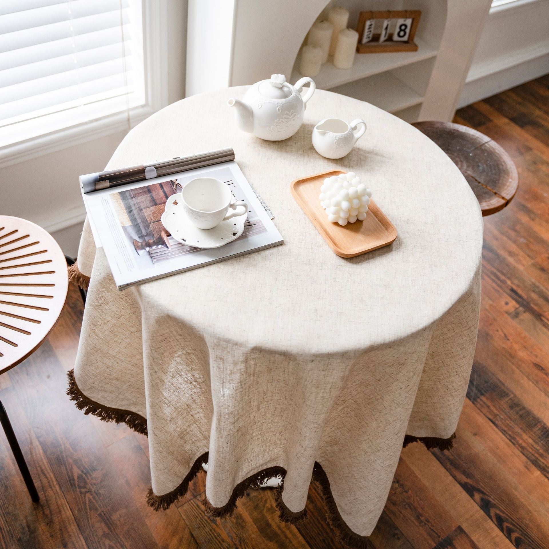 Beige Tassel Tablecloth