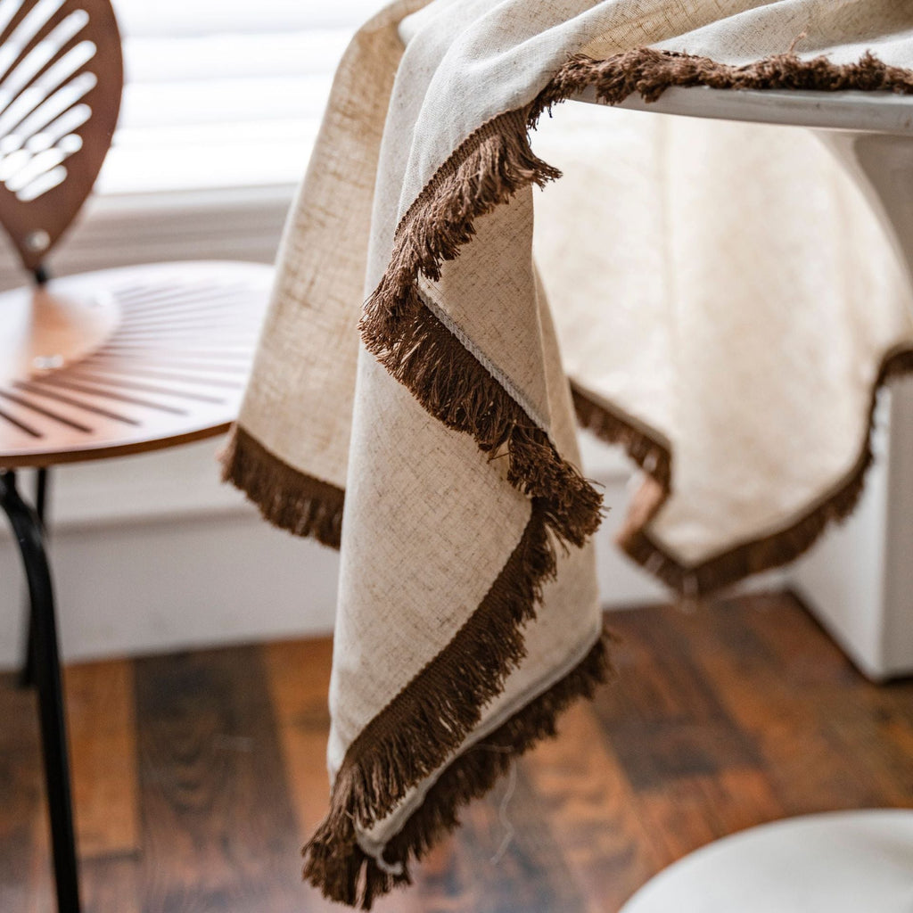 Beige Tassel Tablecloth