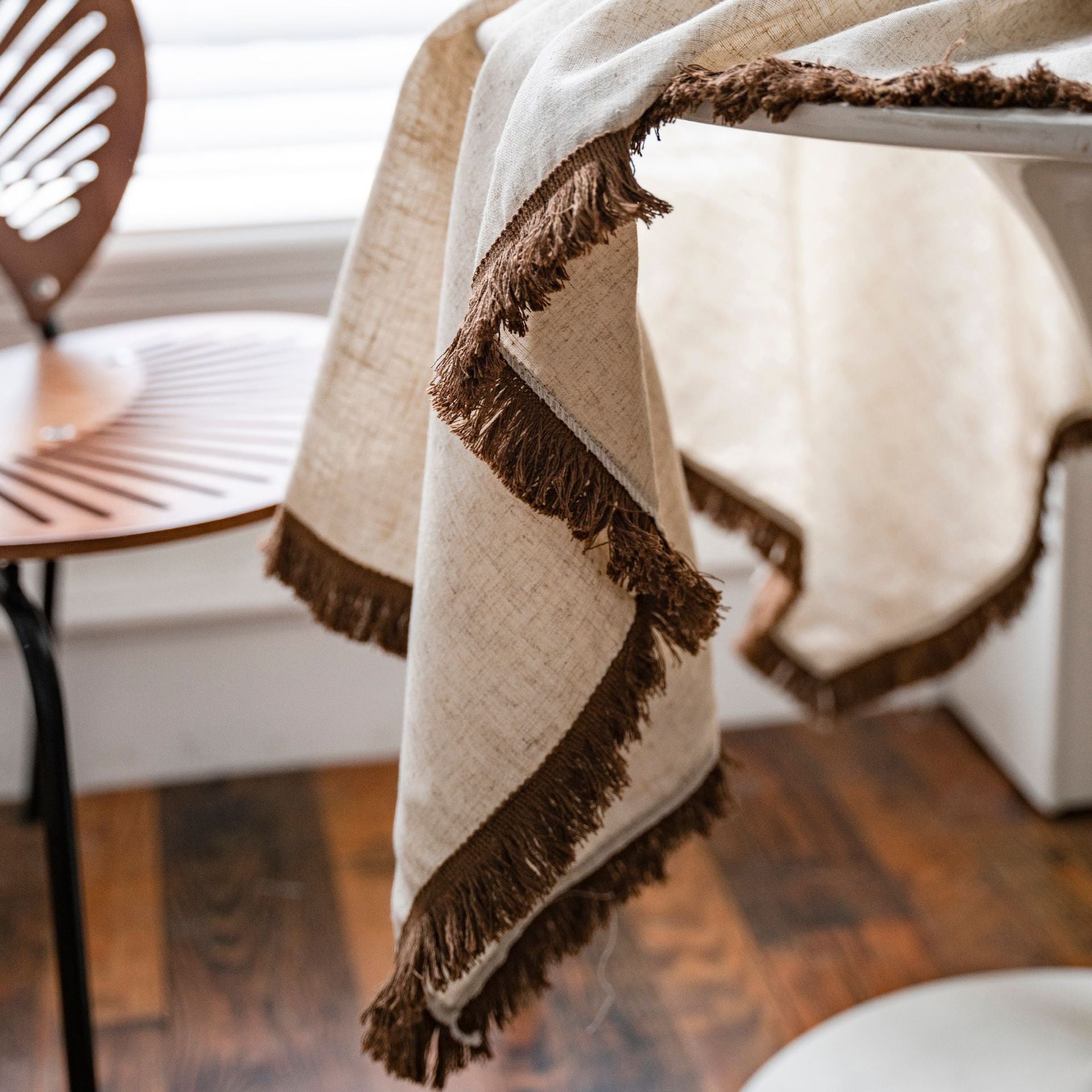 Beige Tassel Tablecloth