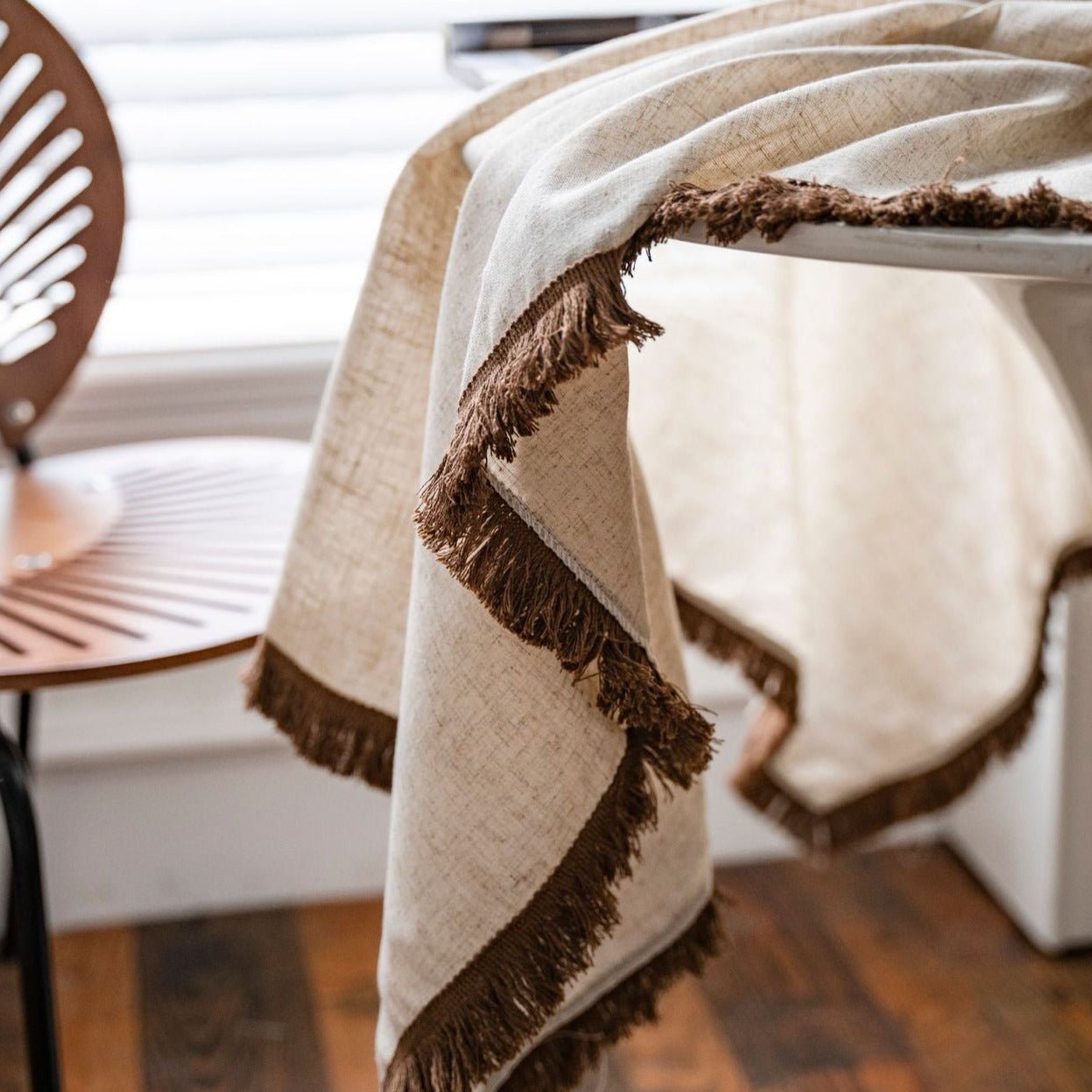 Beige Tassel Tablecloth