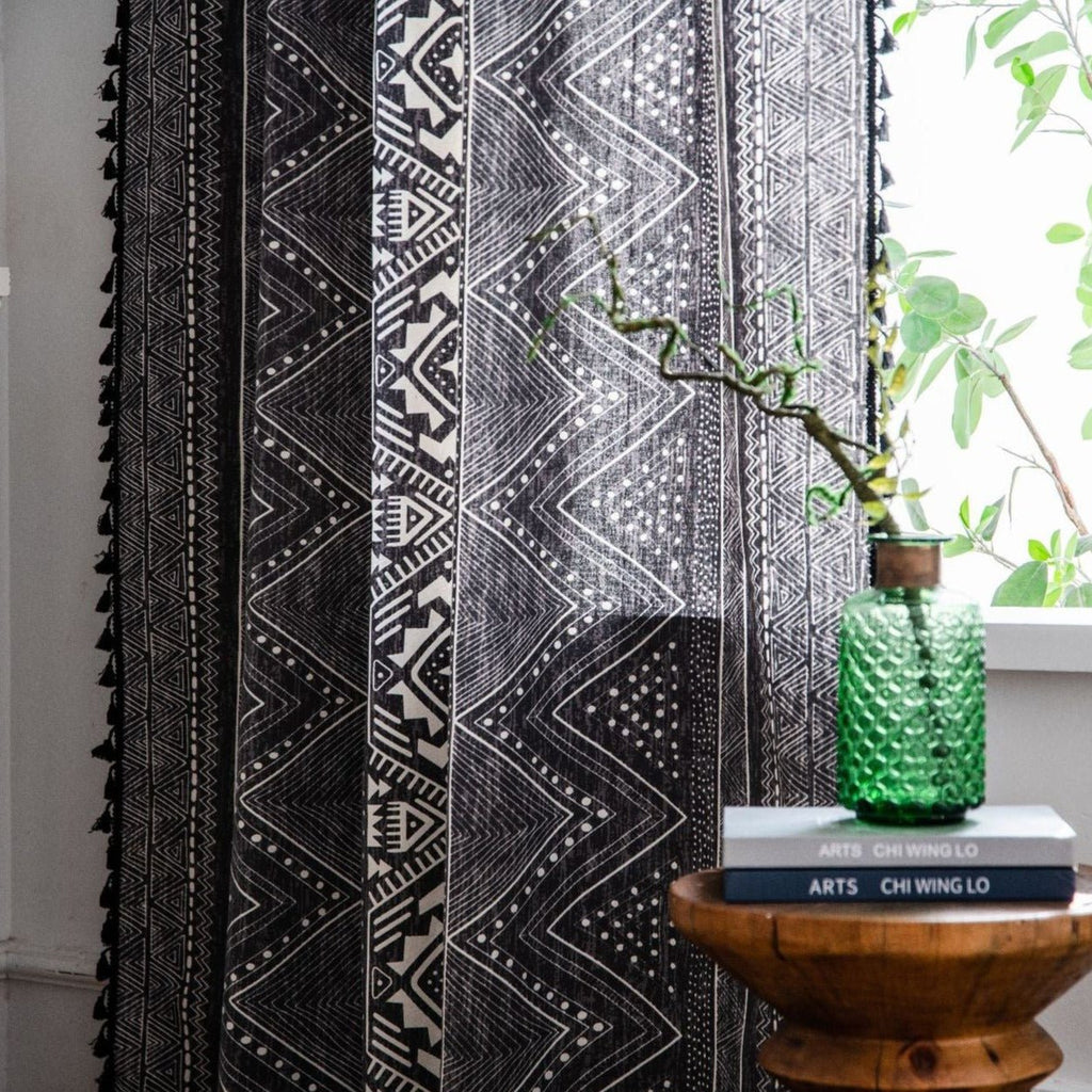 Black Boho Tassel Curtain