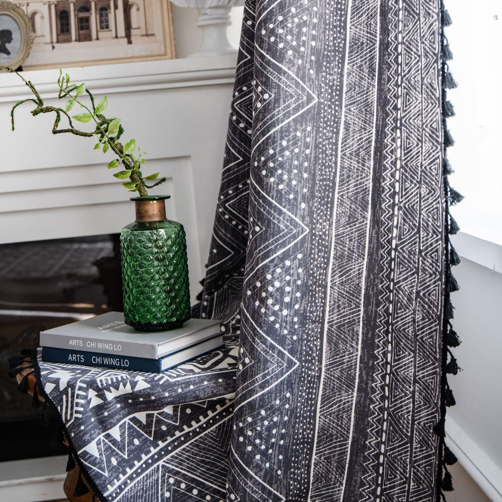 Black Boho Tassel Curtain