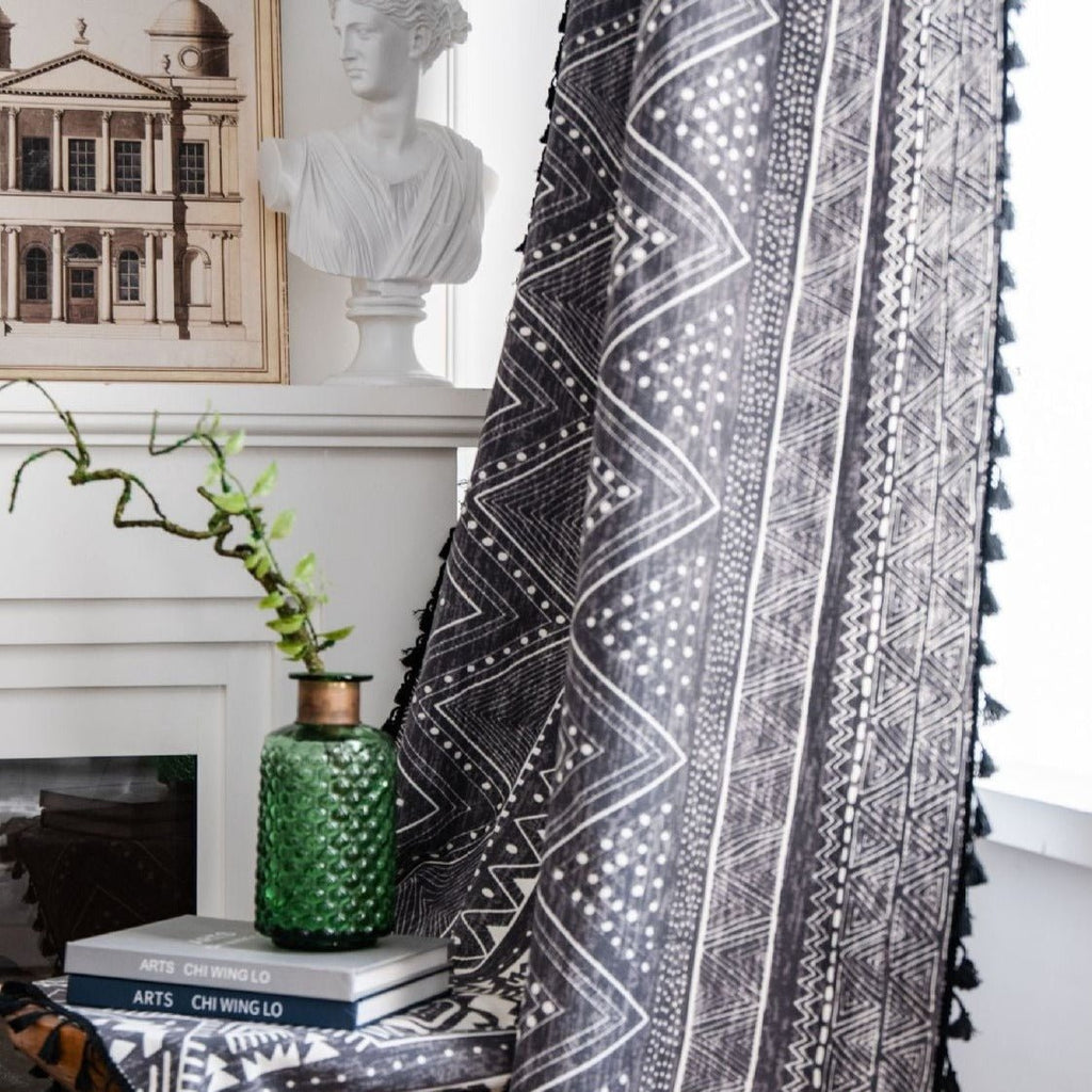 Black Boho Tassel Curtain