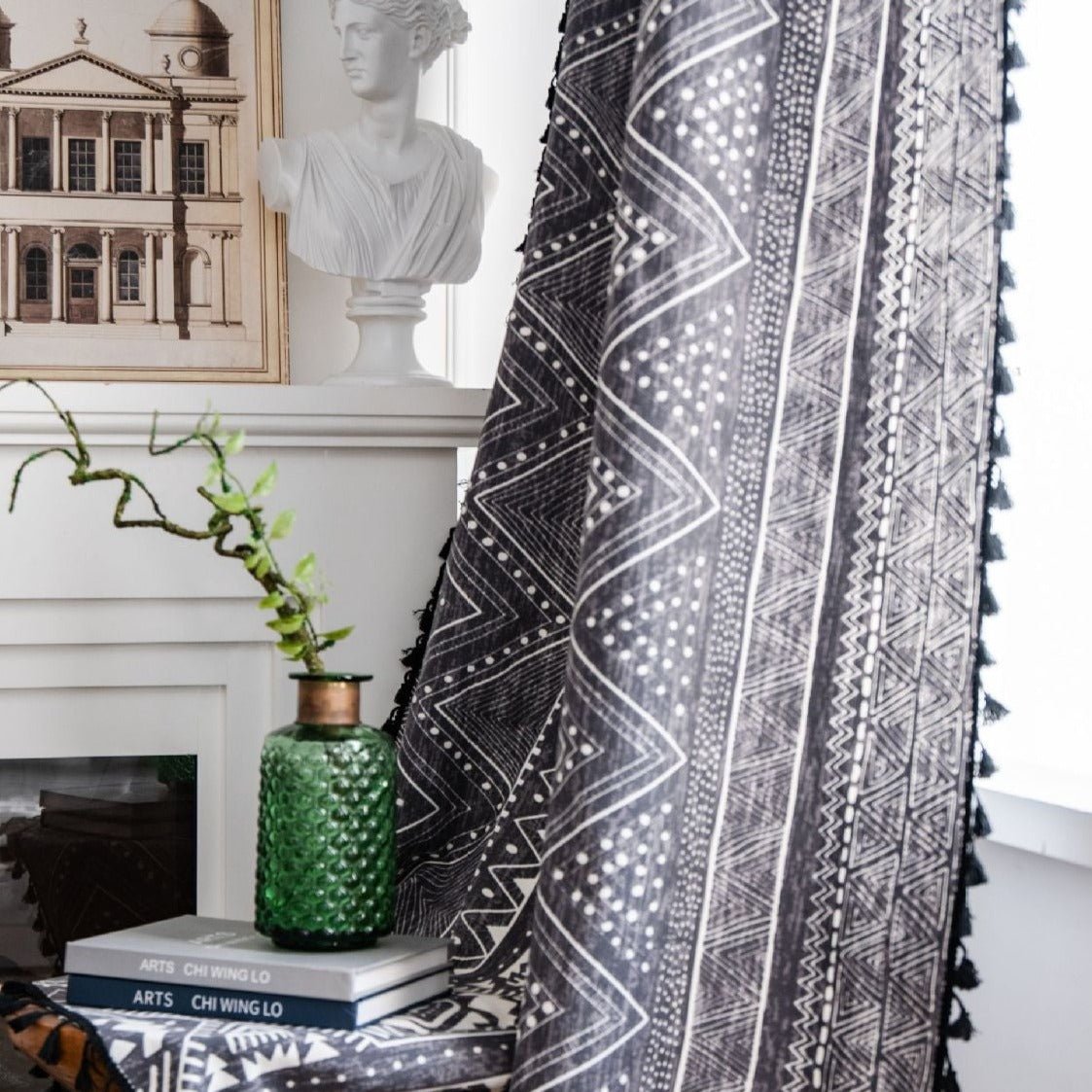 Black Boho Tassel Curtain