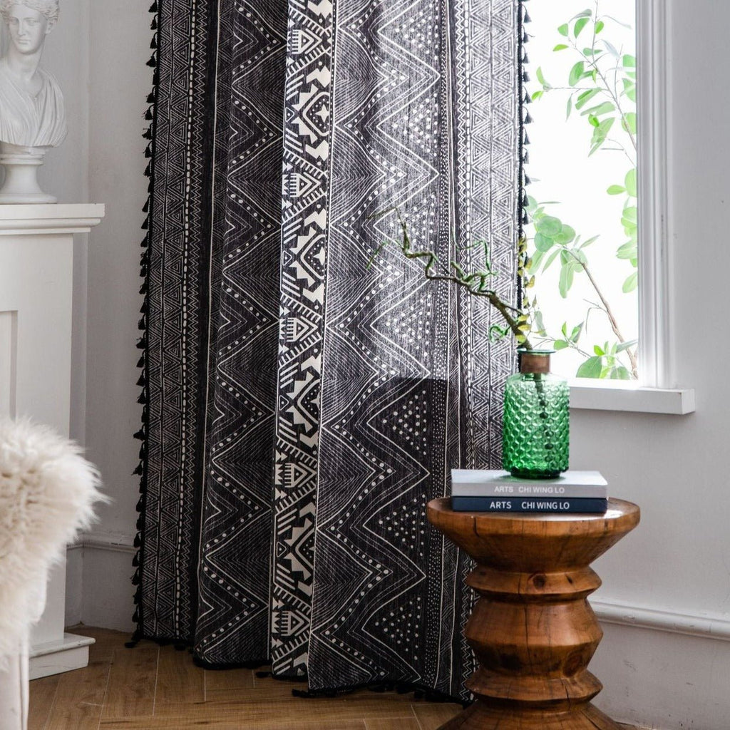 Black Boho Tassel Curtain