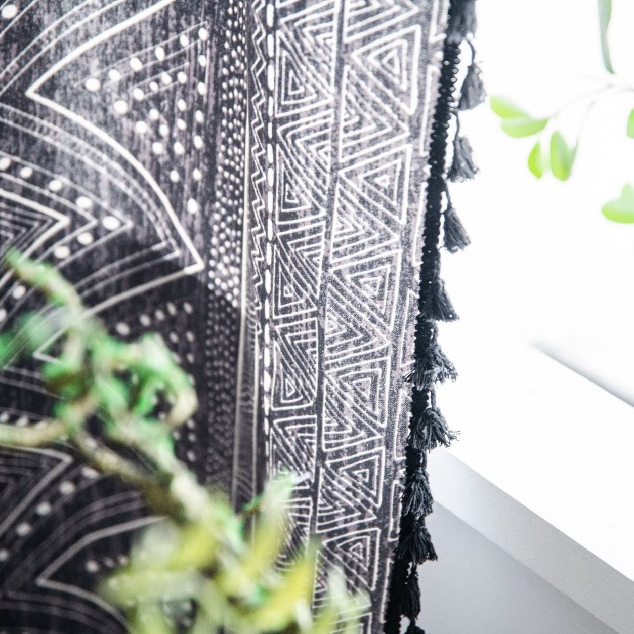 Black Boho Tassel Curtain