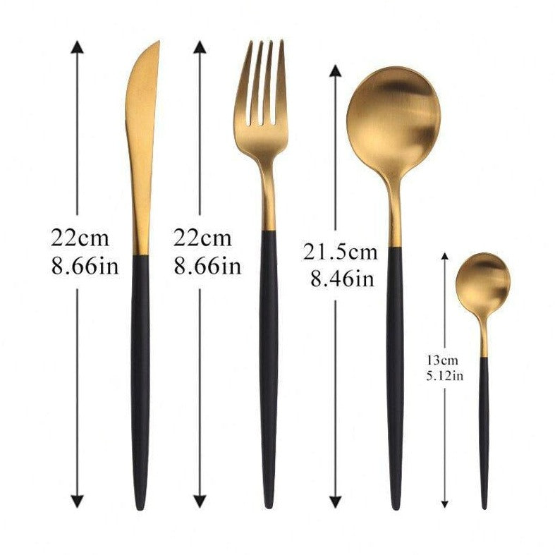 Black Dipped Stainless Steel Cutlery Set