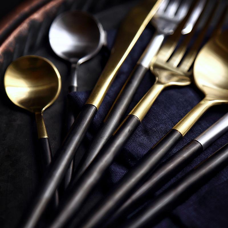 Black Dipped Stainless Steel Cutlery Set