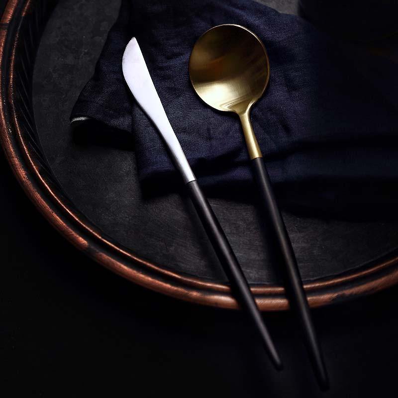 Black Dipped Stainless Steel Cutlery Set