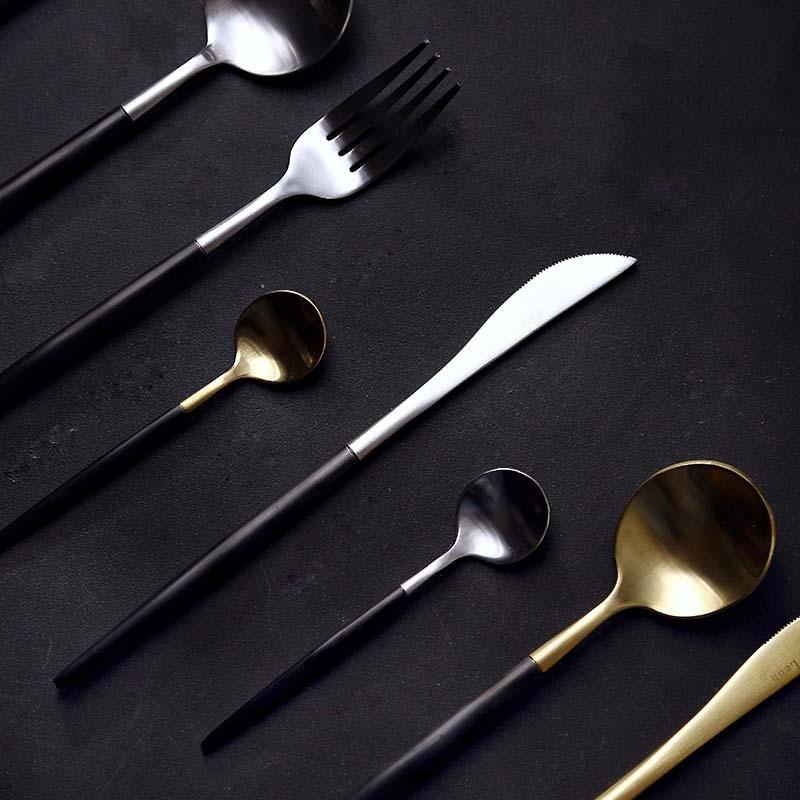 Black Dipped Stainless Steel Cutlery Set
