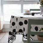 Black Polka Dot Tassel Table Cloth - FINAL SALE