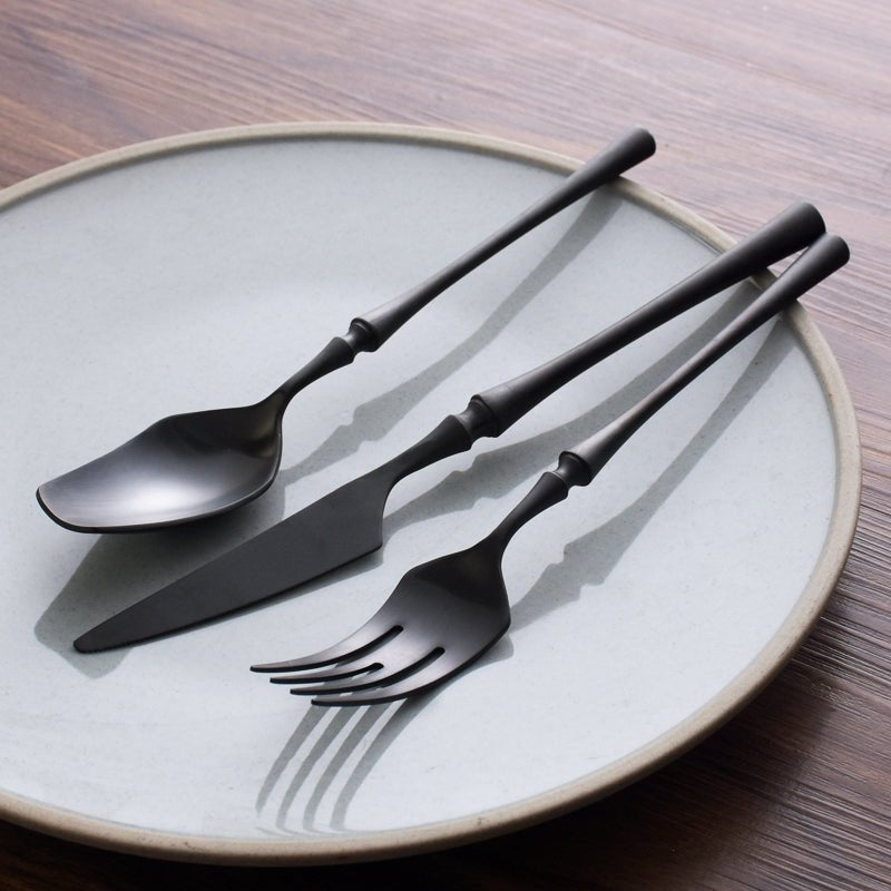 Black Roman Pillar 4-Person Stainless Steel Cutlery Set