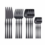 Black Roman Pillar 4-Person Stainless Steel Cutlery Set
