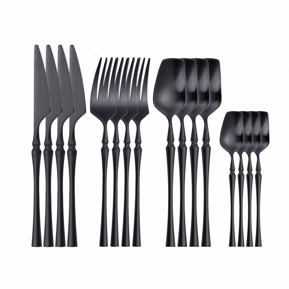 Black Roman Pillar 4-Person Stainless Steel Cutlery Set